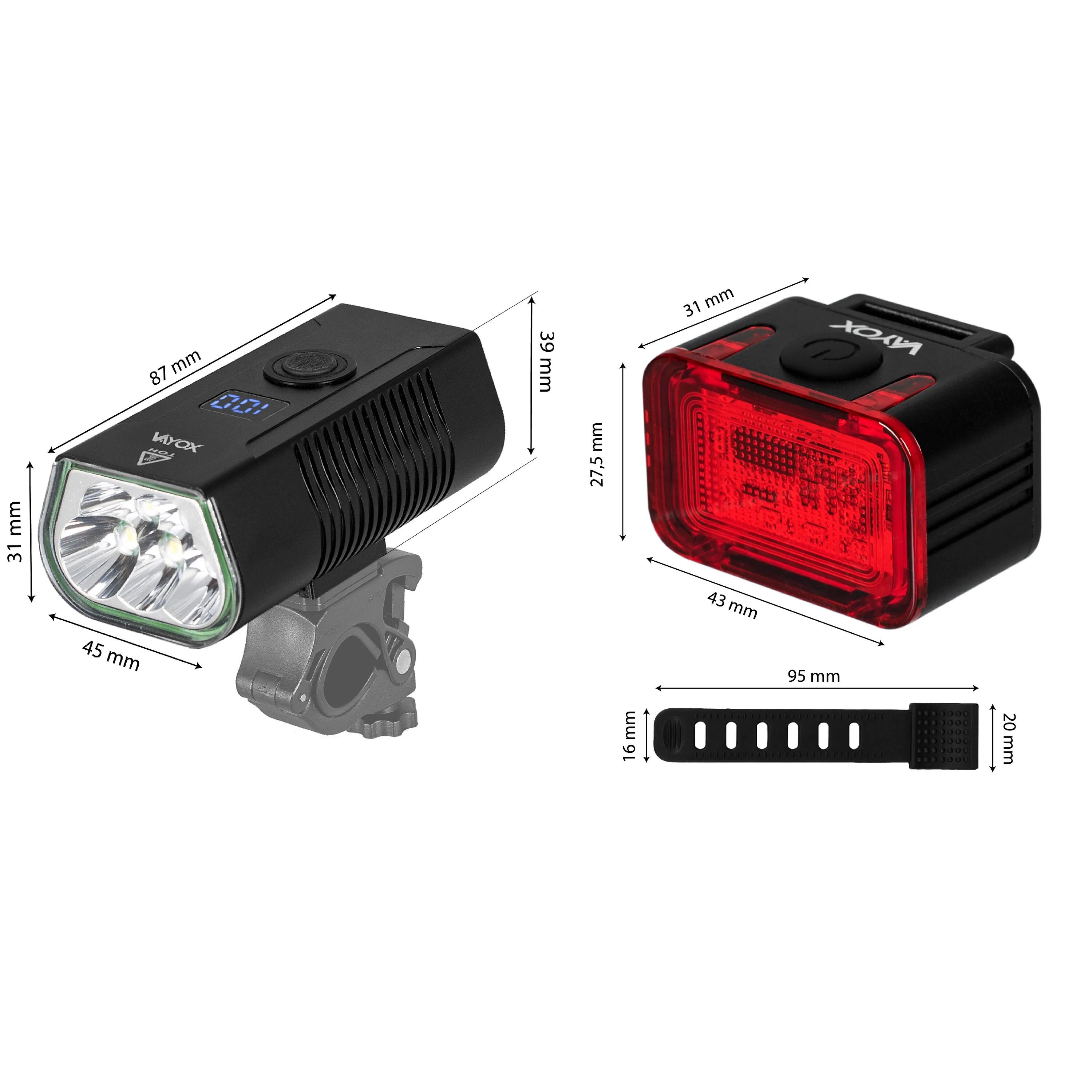 Súprava svetiel na bicykel VAYOX VA0073 + VA0152 predné a zadné POWERBANK 14/15