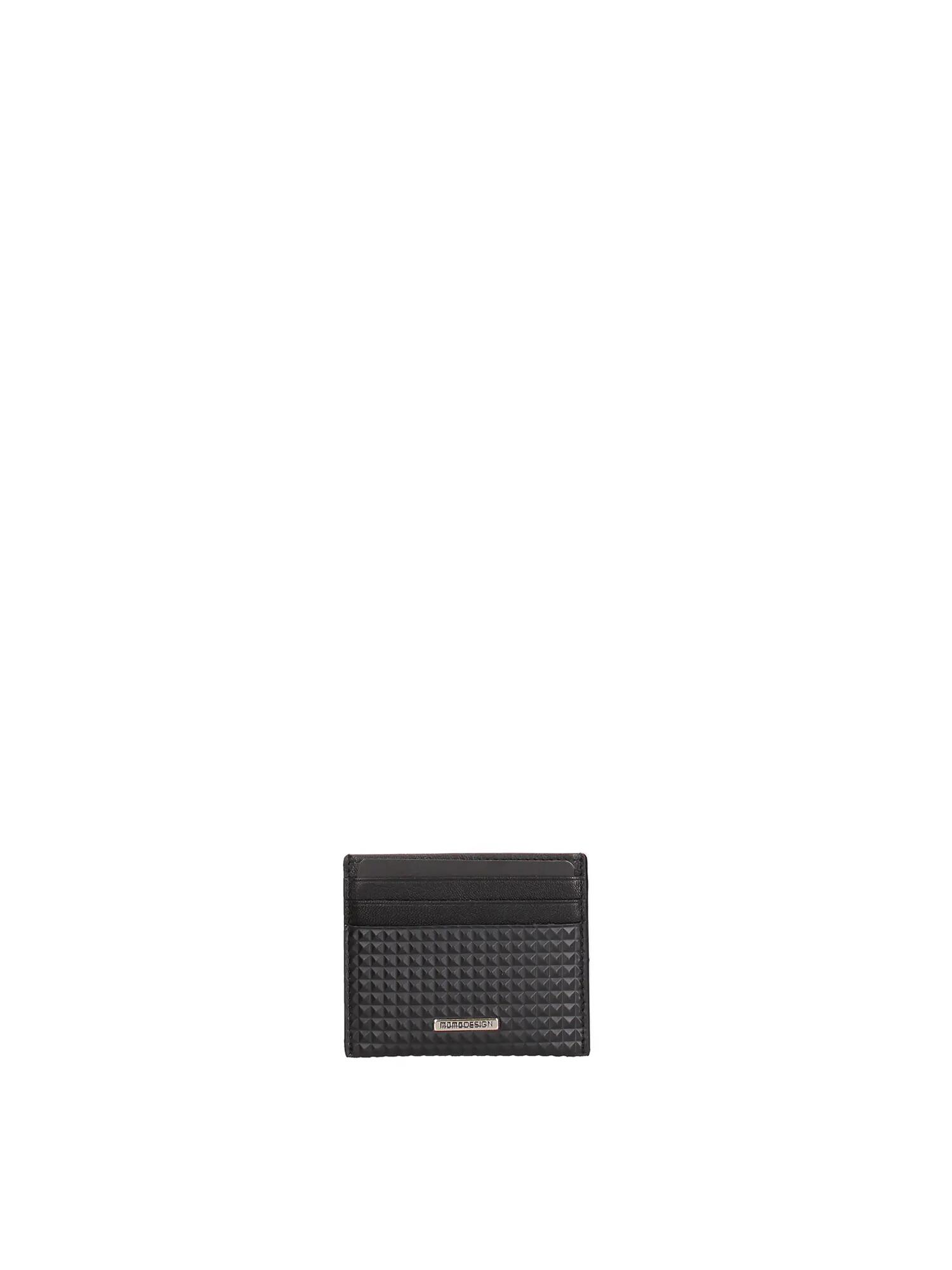 Portacarte bărbat negru piele naturală Momo Design - Design minimalist fără