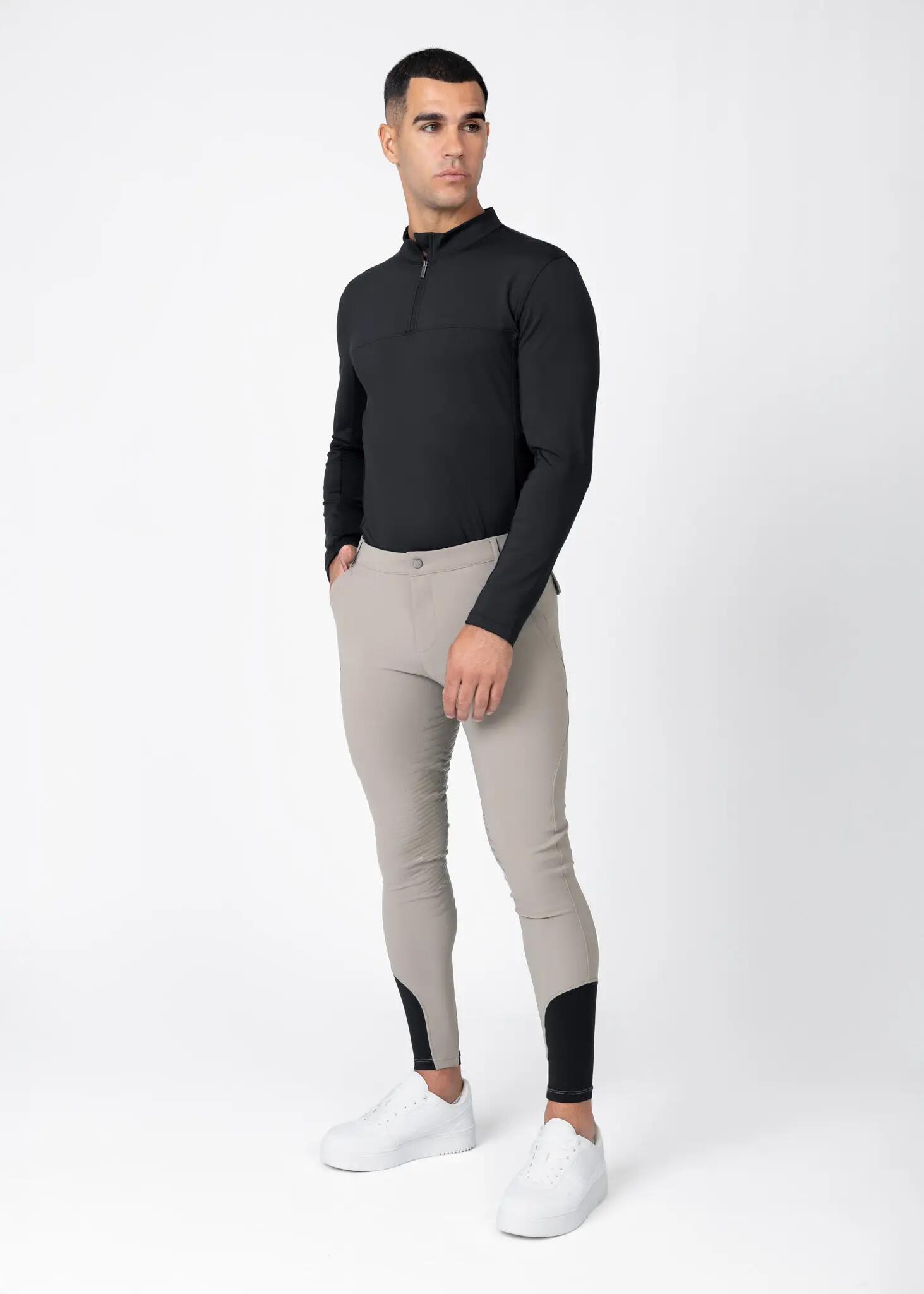 Pantalón Hombre Equitación Maximilian Vector Full Grip Topo Suave 7/8