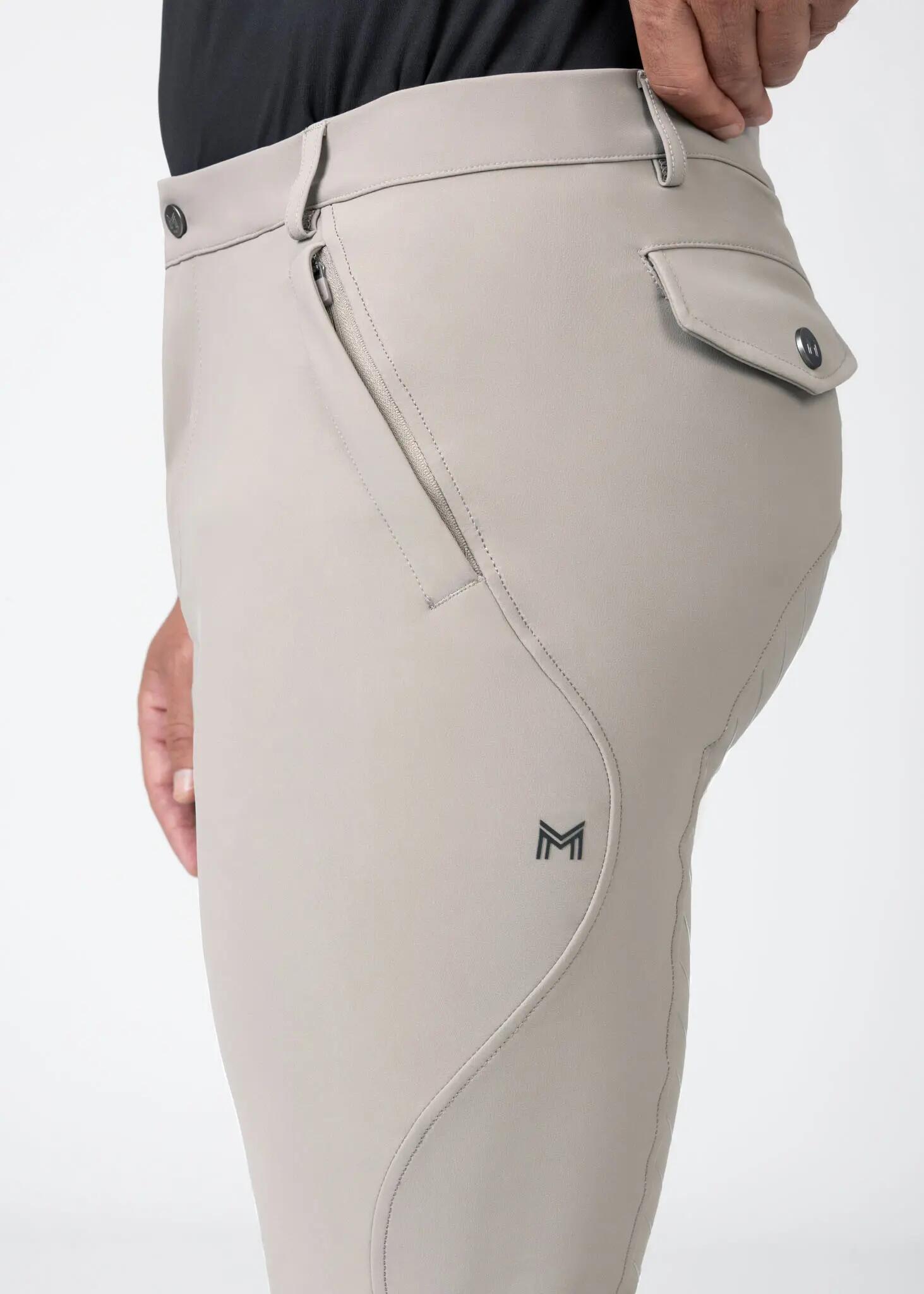 Pantalón Hombre Equitación Maximilian Vector Full Grip Topo Suave 6/8
