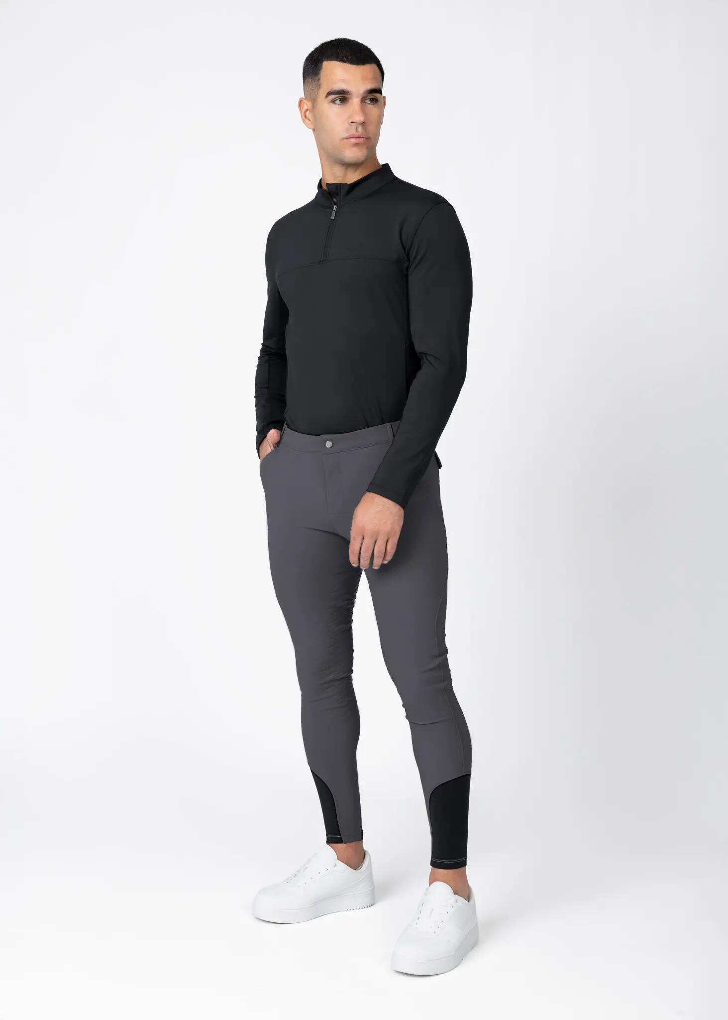 Pantalón Hombre Equitación Maximilian Vector Full Grip Grafito 7/8