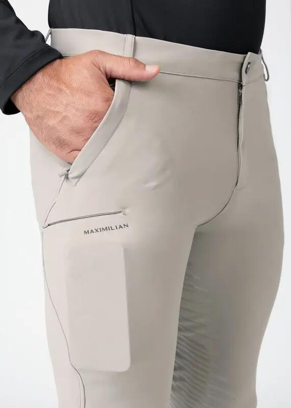 Pantalón Hombre Equitación Maximilian Vector Full Grip Topo Suave 5/8