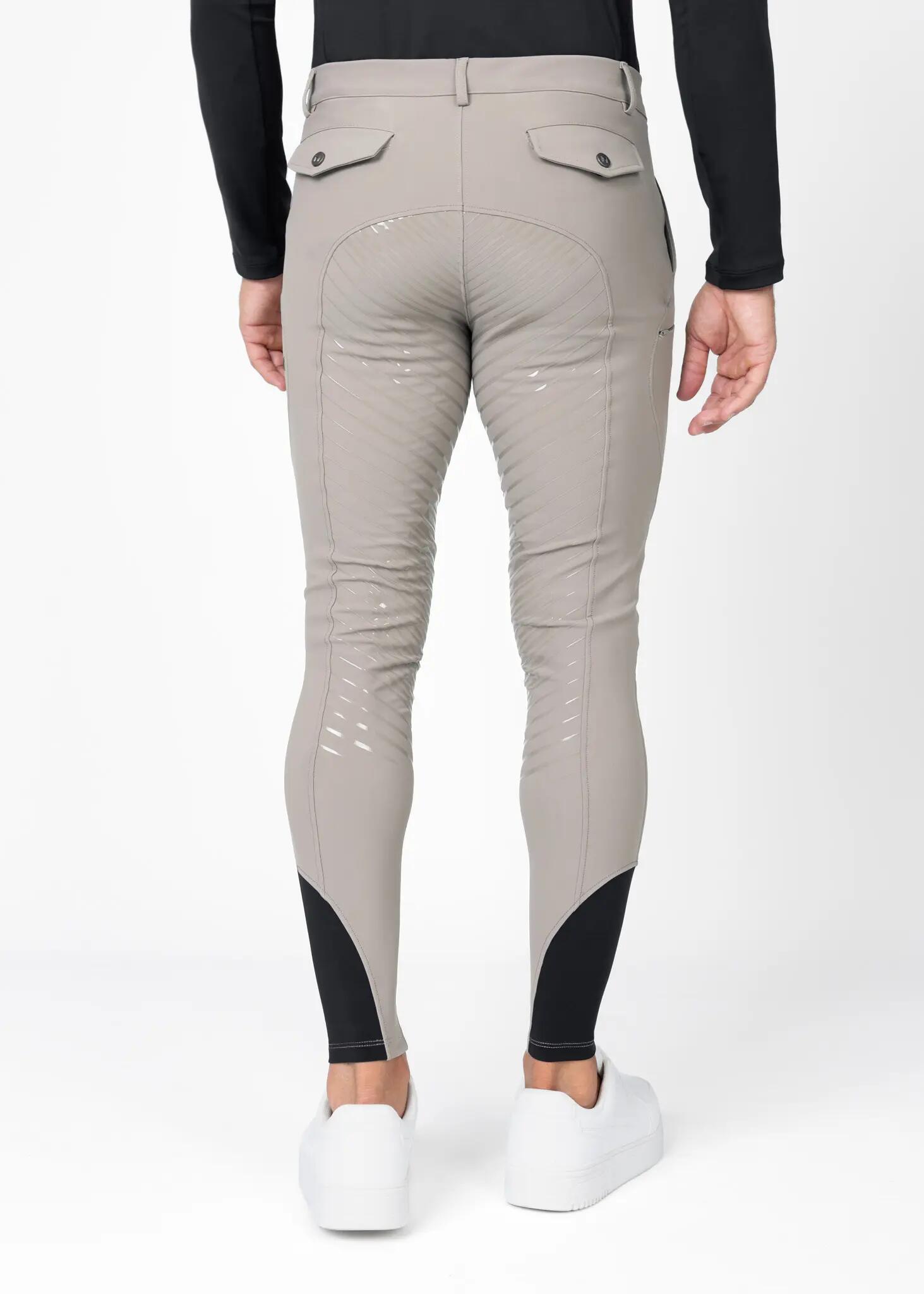 Pantalón Hombre Equitación Maximilian Vector Full Grip Topo Suave 3/8