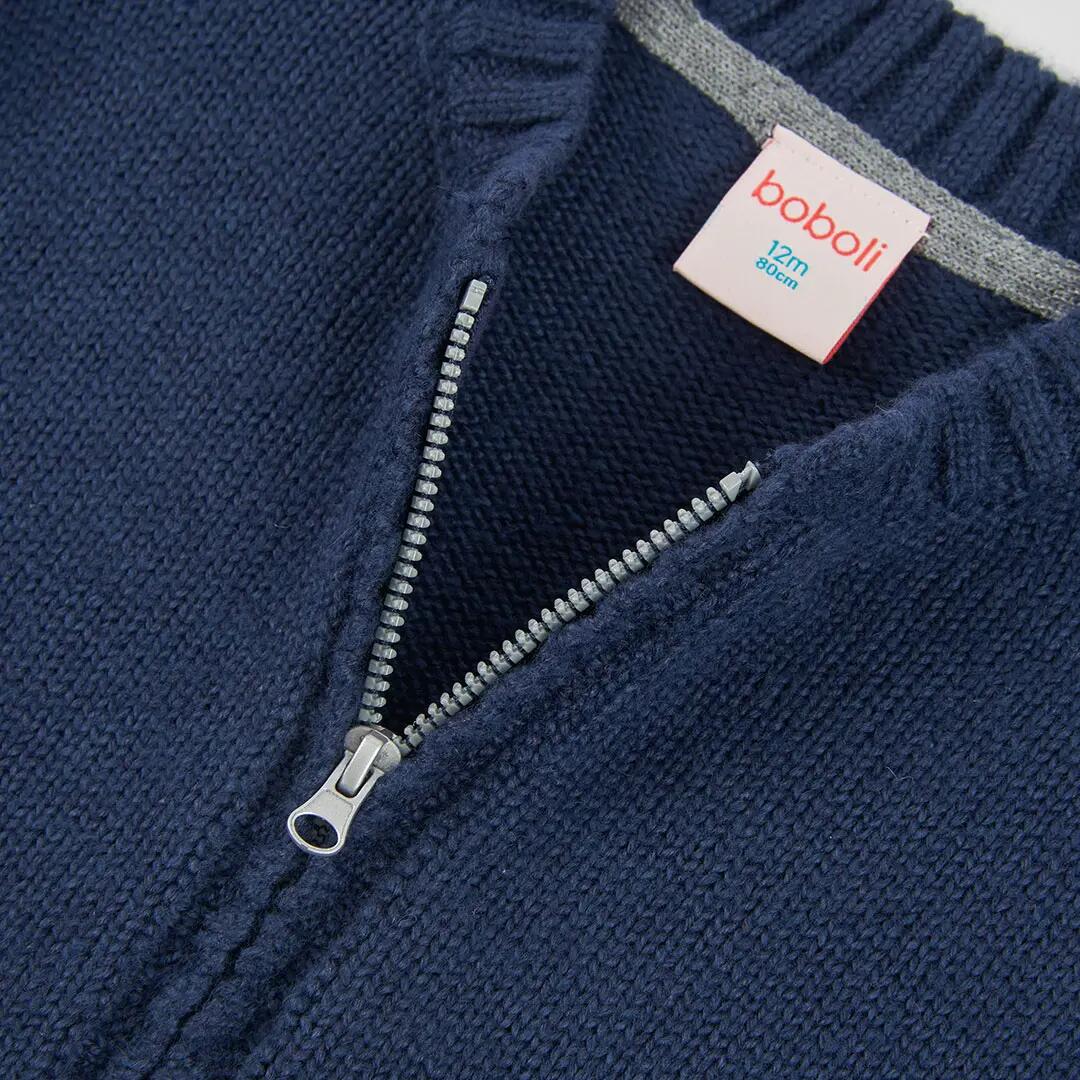 Chaqueta punto niño azul marino con cremallera 3/4