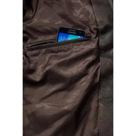 Herren - Lederjacke - Stehkragen, winddicht - Boston - Braun 5/5