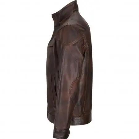 Herren - Lederjacke - Stehkragen, winddicht - Boston - Braun 3/5