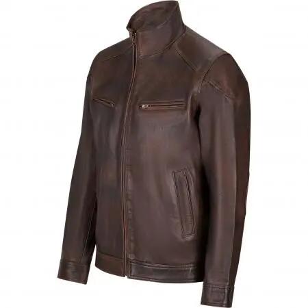 Herren - Lederjacke - Stehkragen, winddicht - Boston - Braun 2/5