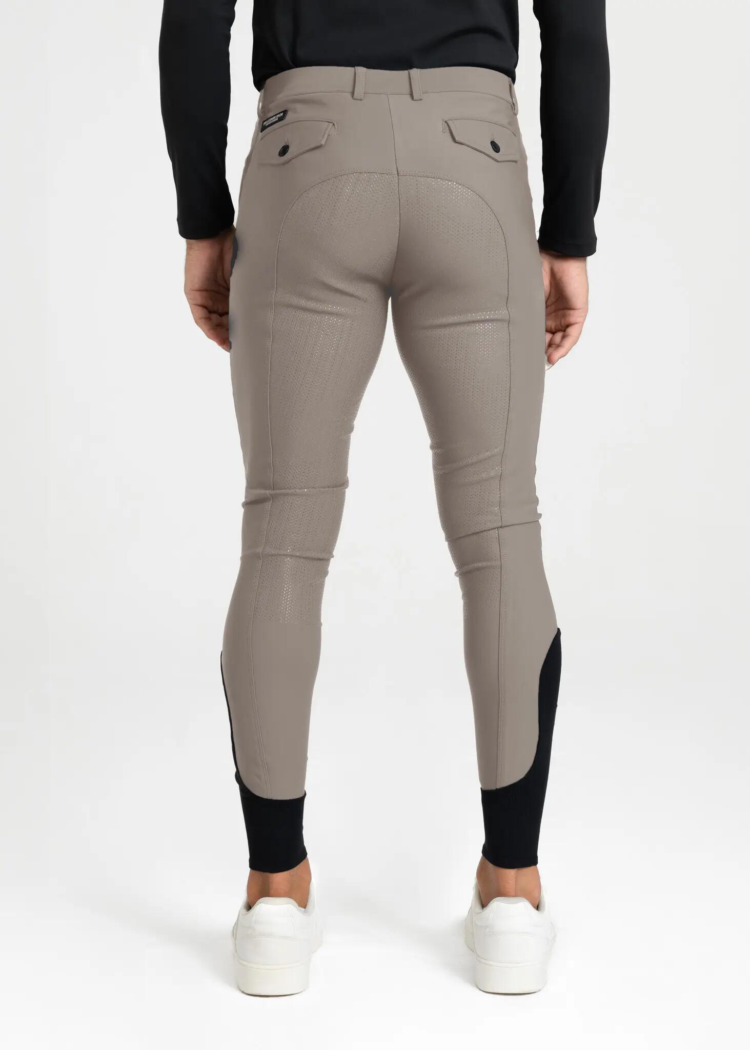 Pantalón Hombre Equitación Maximilian Motion Full Grip Topo 3/8