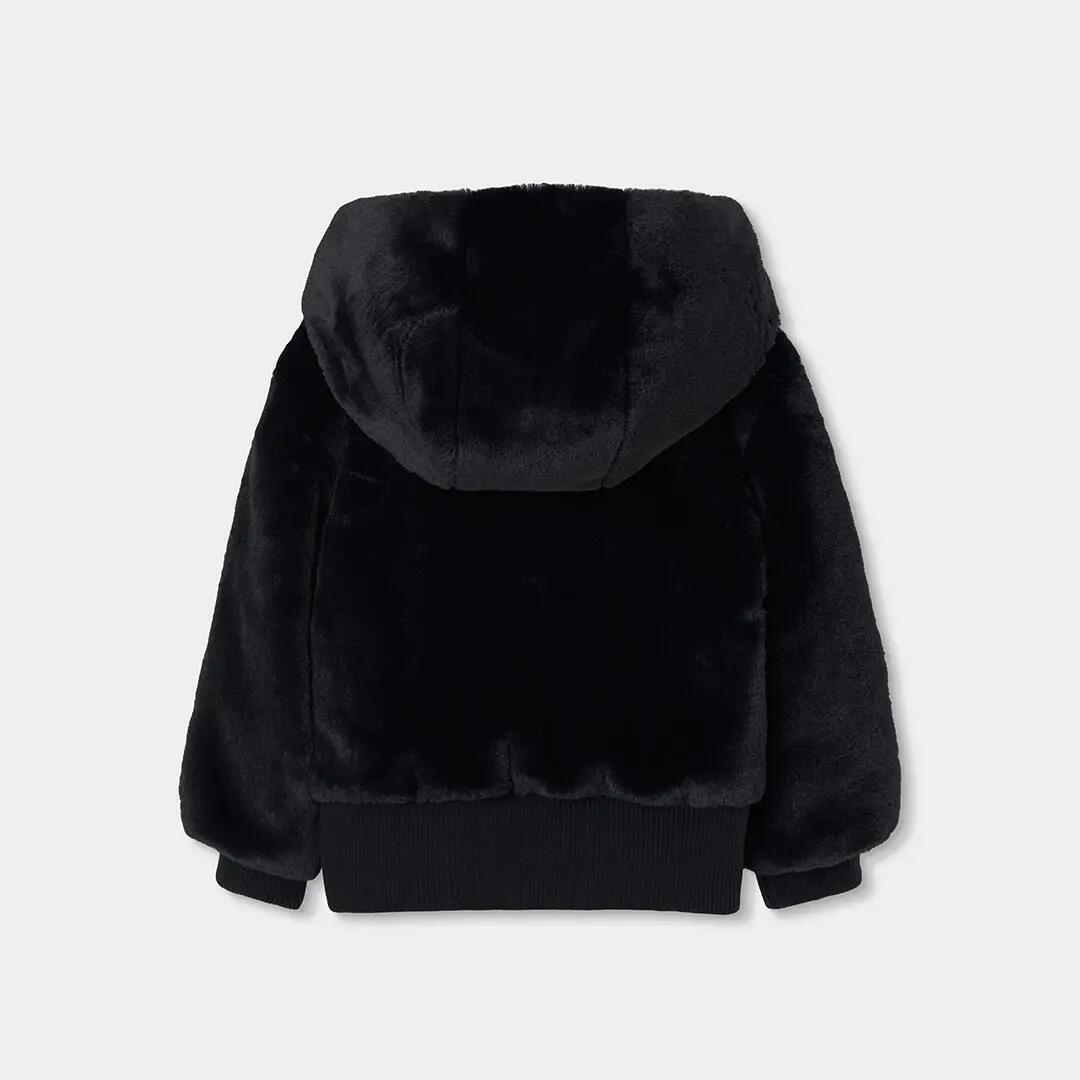 Chaqueta pelo niña negra con capucha 2/4