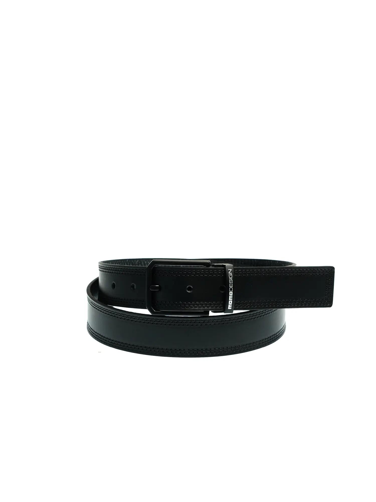Centură bărbați piele naturală neagră cataramă Made in Italy Momo Design