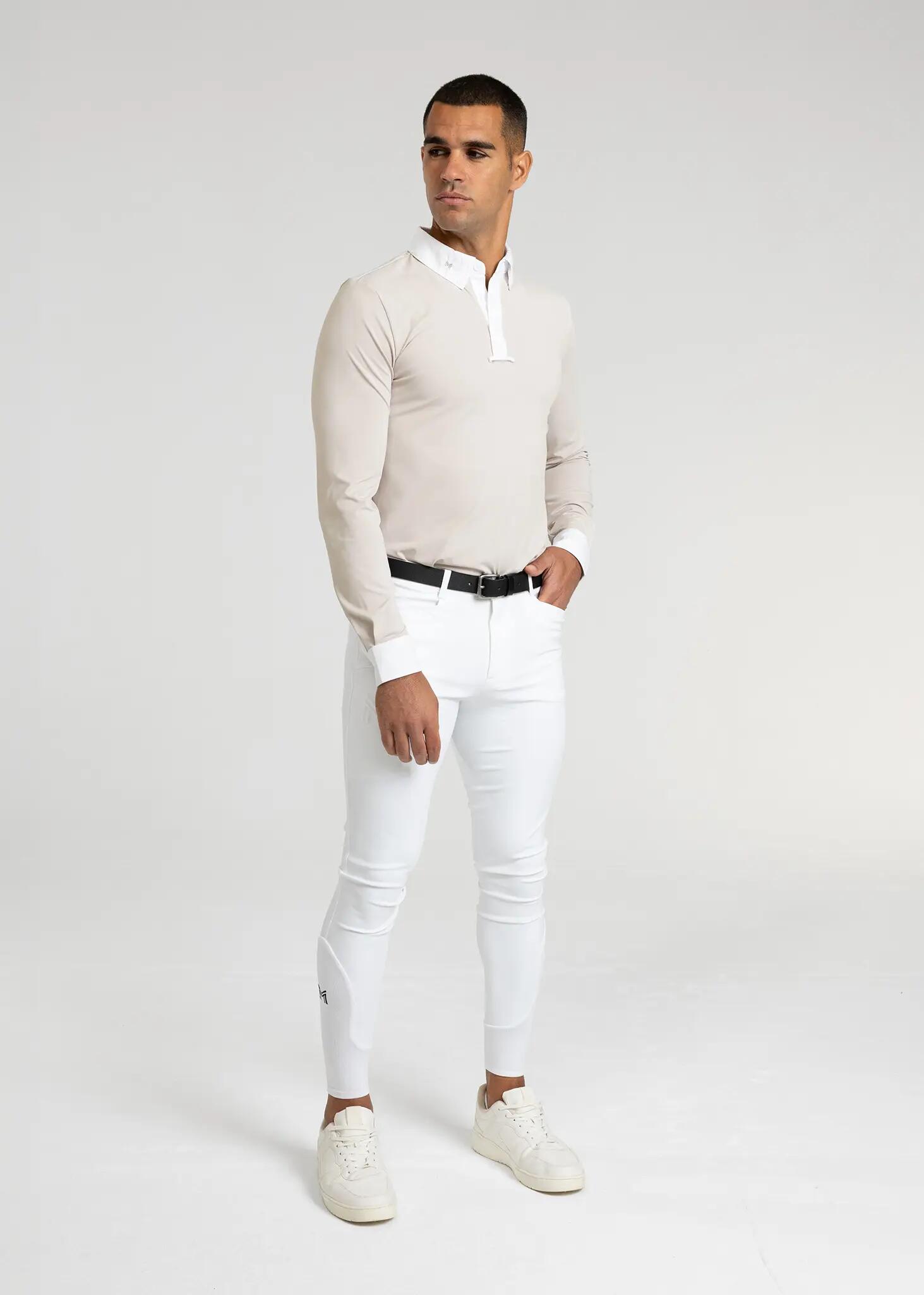 Pantalón Hombre Equitación Maximilian Motion Full Grip Blanco 7/8