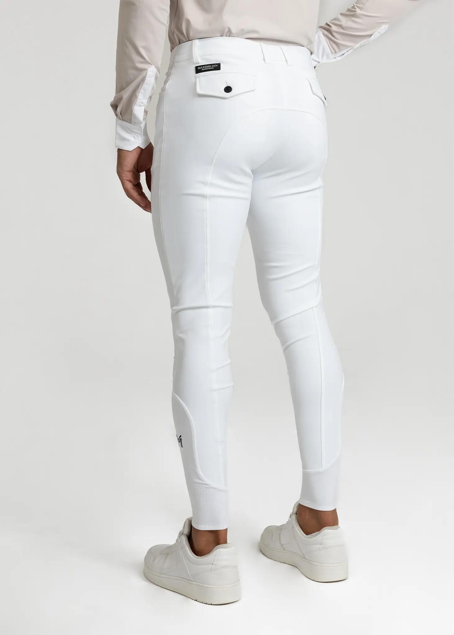 Pantalón Hombre Equitación Maximilian Motion Full Grip Blanco 4/8