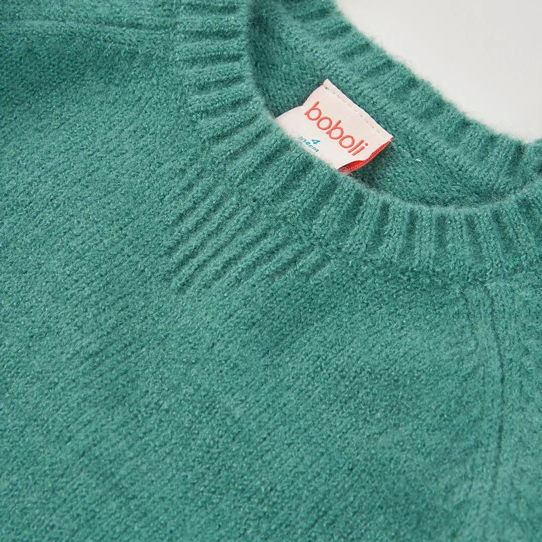 Jersey niño verde cuello redondo 3/4