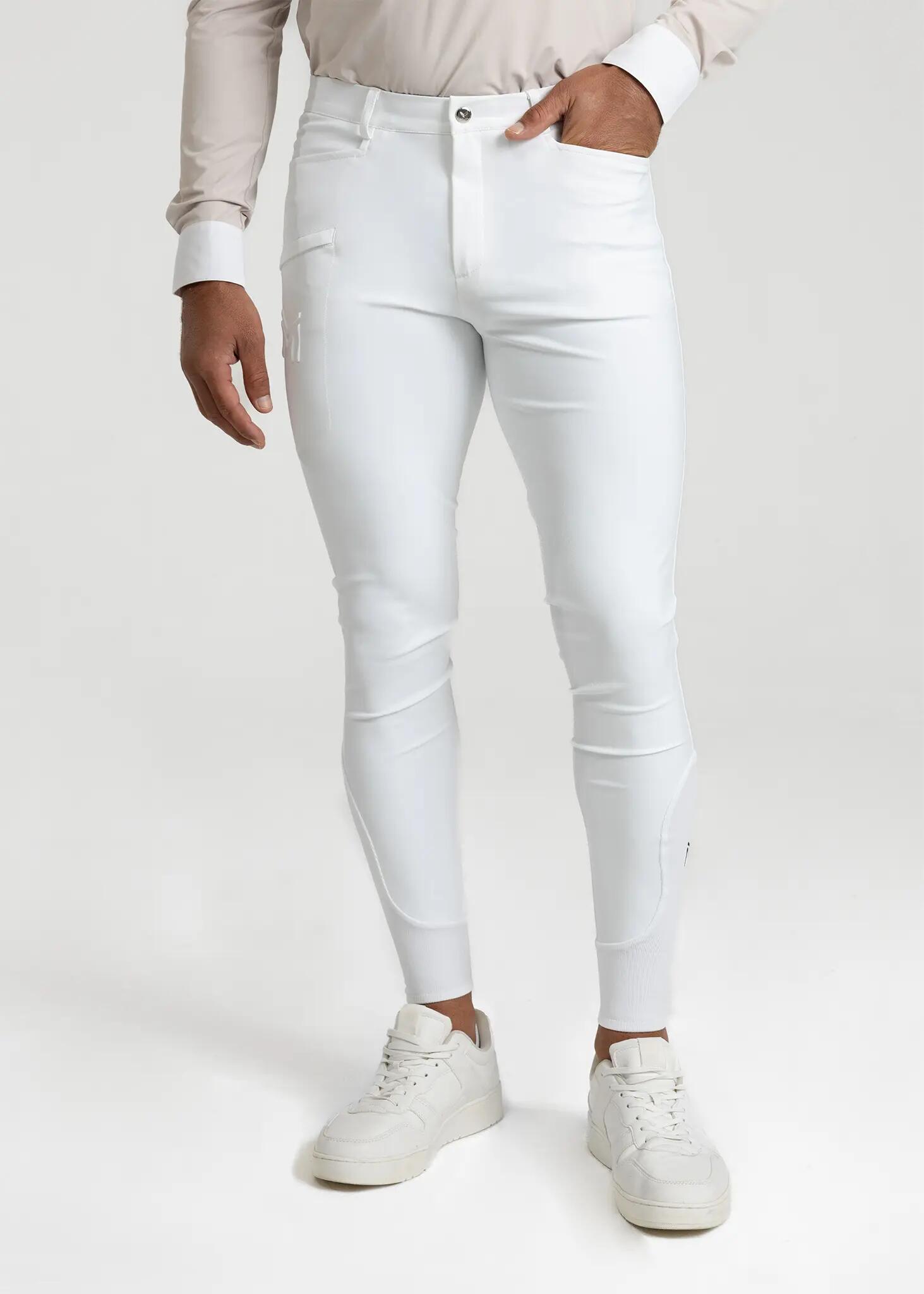 Pantalón Hombre Equitación Maximilian Motion Full Grip Blanco 2/8