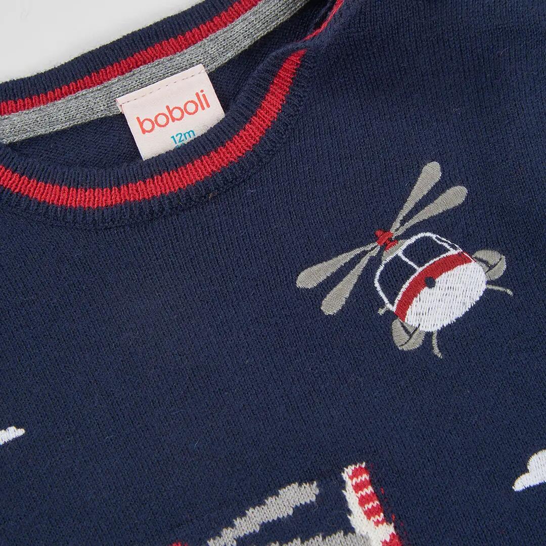 Jersey niño azul marino estampado helicópteros 3/4