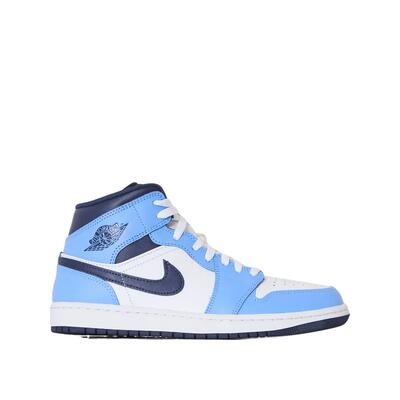 Basketbalschoenen nike air jordan 1 mid blauw/wit