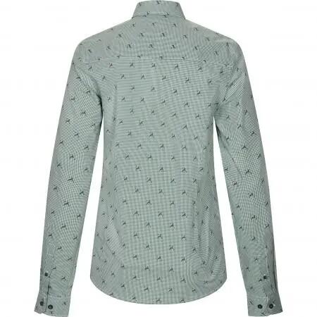 Damen - Bluse - Slim Fit, Karodesign mit Hirschmotiv - Oliv 4/5