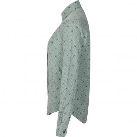 Damen - Bluse - Slim Fit, Karodesign mit Hirschmotiv - Oliv 3/5