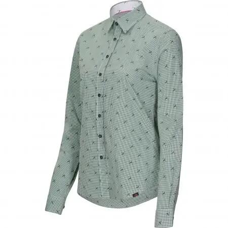 Damen - Bluse - Slim Fit, Karodesign mit Hirschmotiv - Oliv 2/5