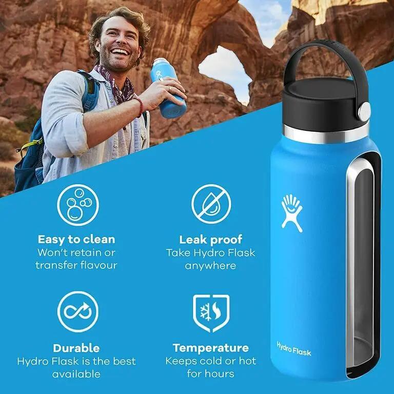 Bouteille d'eau isotherme en acier inoxydable sous vide - Large ouverture de 5 c 3/5