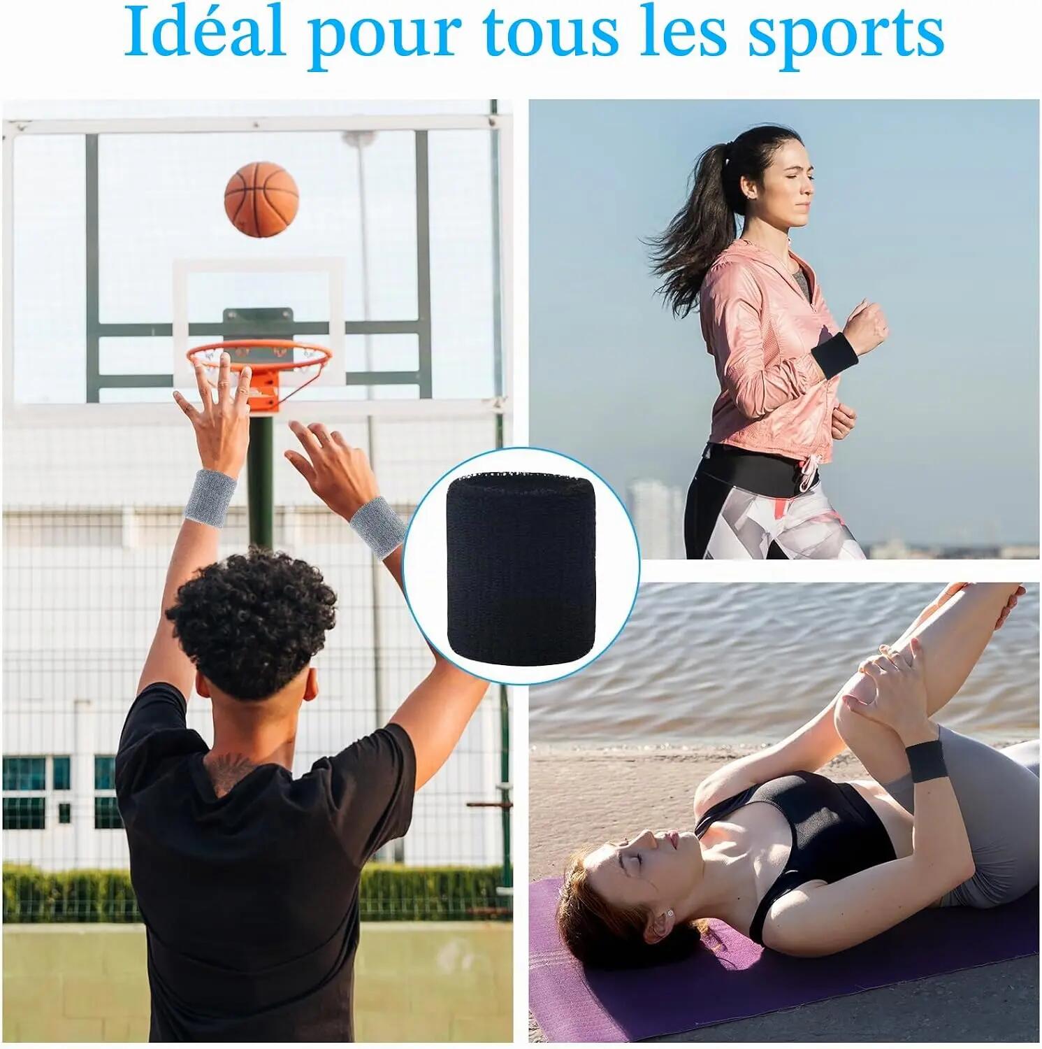 4 Pcs Serre Poignets Wristbands pour Sports Sweatbands Absorbants pour Foot-Ball 3/6