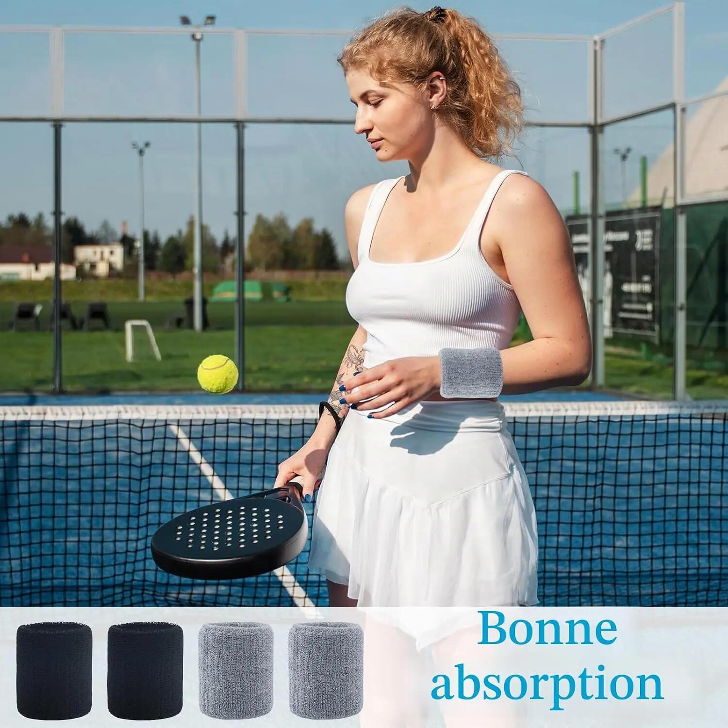 4 Pcs Serre Poignets Wristbands pour Sports Sweatbands Absorbants pour Foot-Ball 2/6
