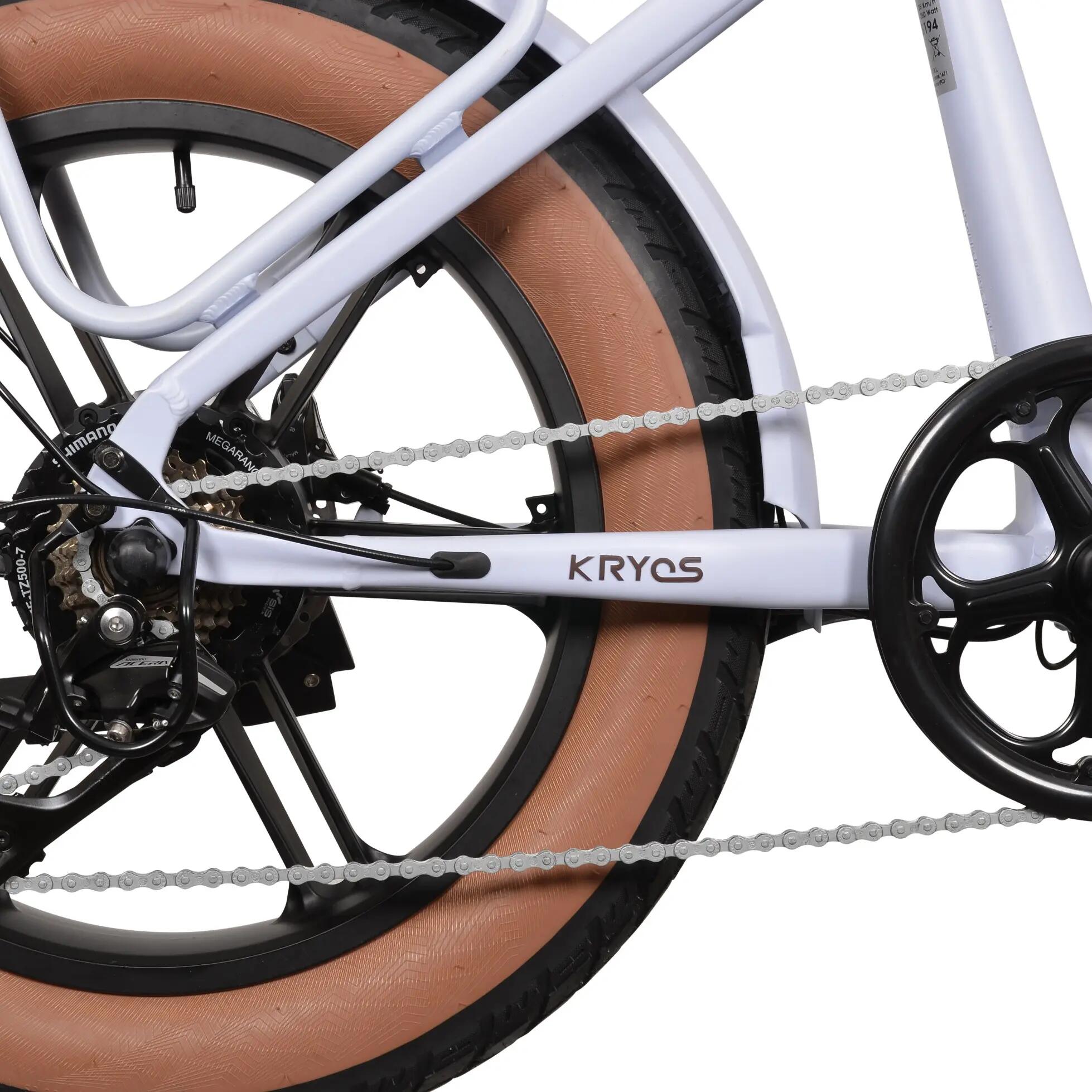 Rower Elektryczny Miejski KRYOS 20" Karta NFC 250W 50Nm FAT-BIKE 750Wh LCD White 4/7