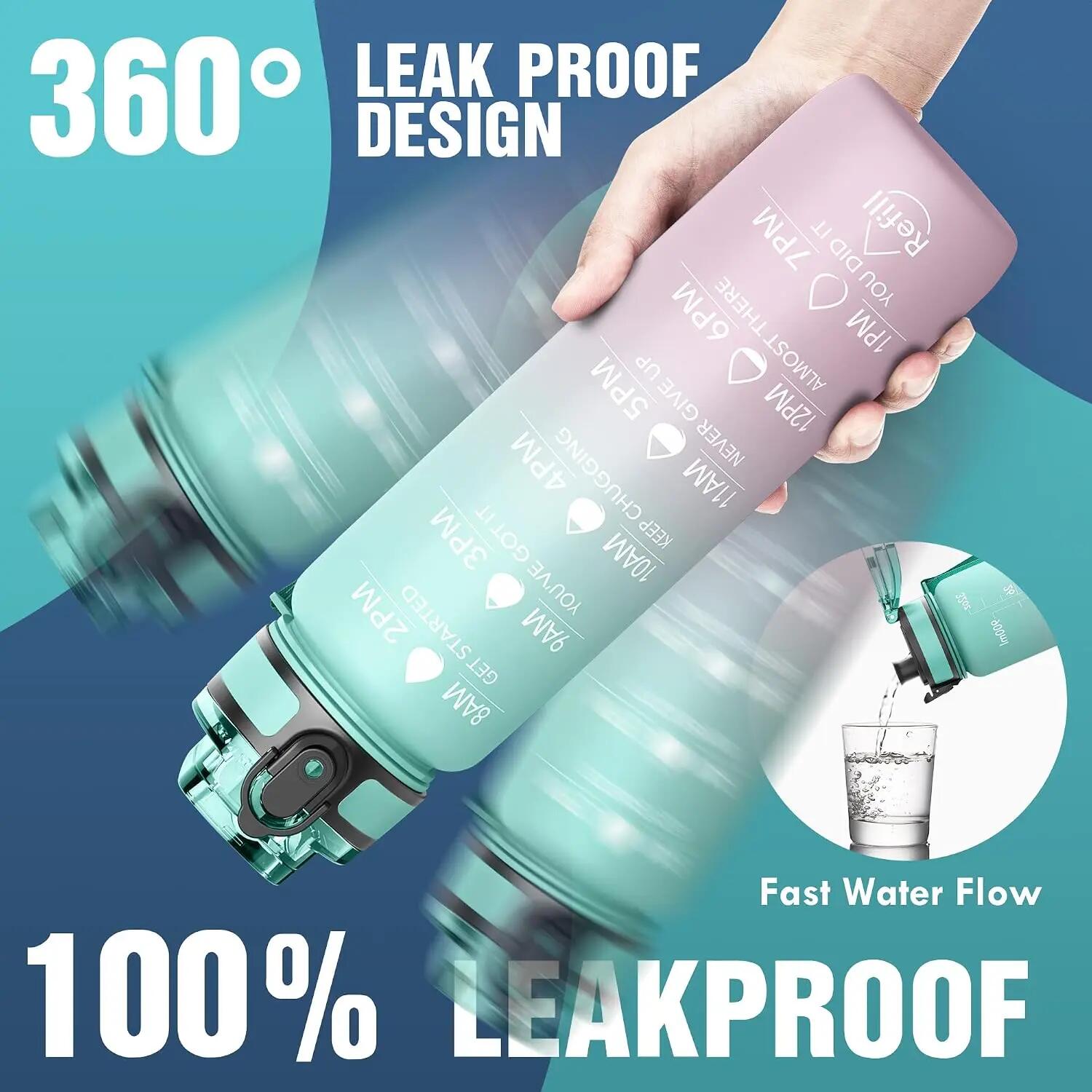 Bouteille d'eau de 1000 ml avec marqueur de temps 7/7