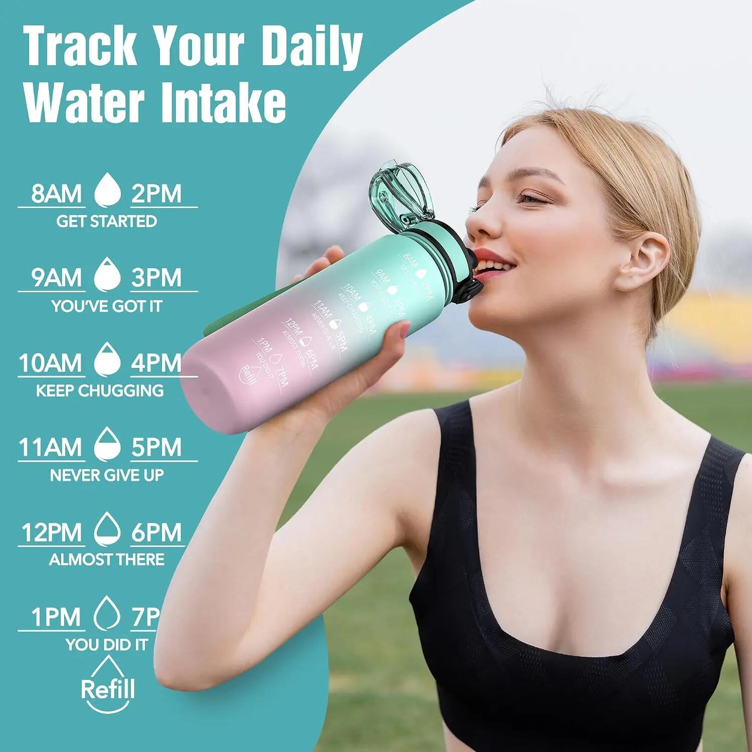 Bouteille d'eau de 1000 ml avec marqueur de temps 6/7