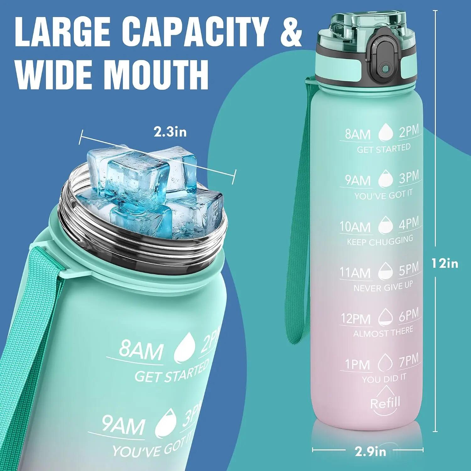 Bouteille d'eau de 1000 ml avec marqueur de temps 5/7
