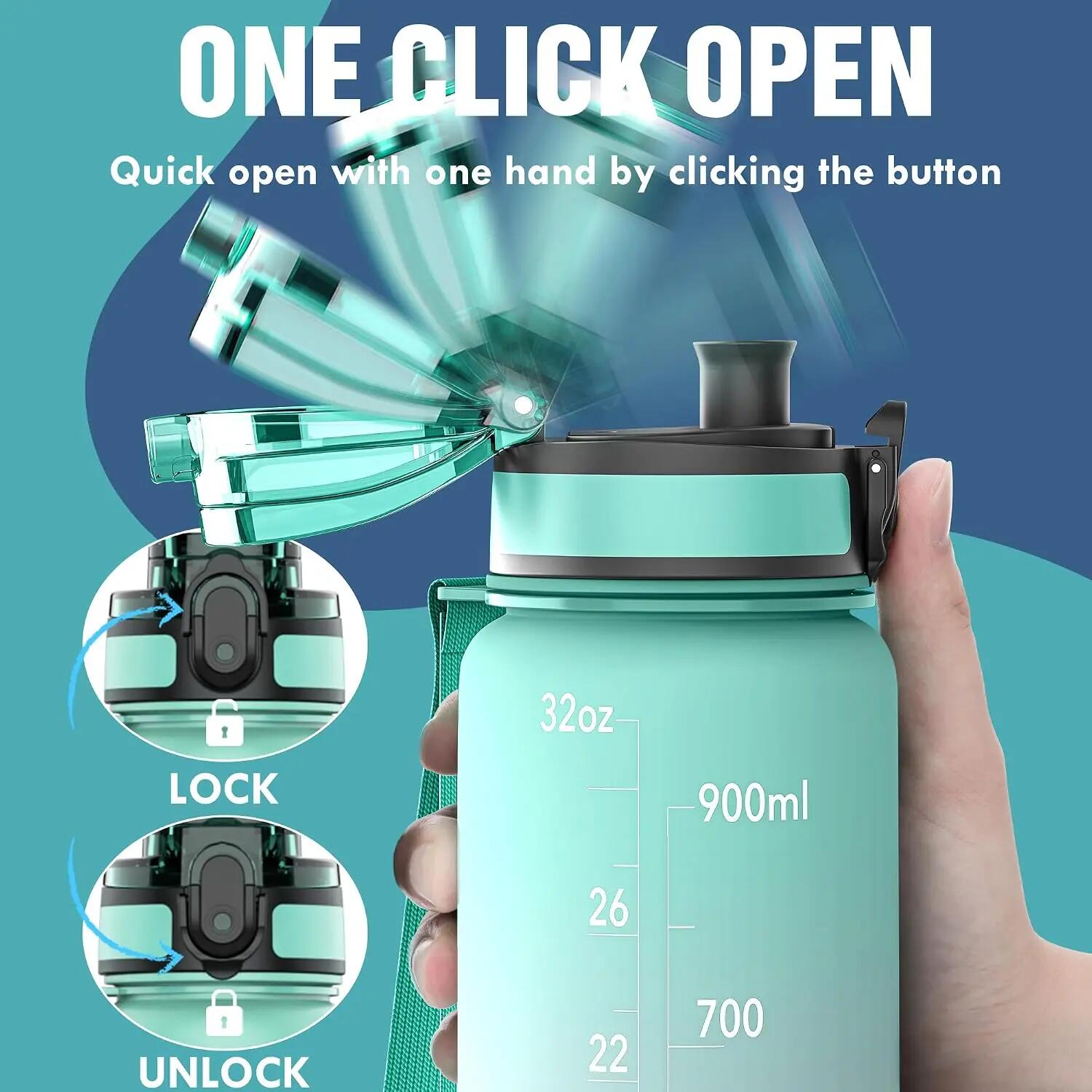 Bouteille d'eau de 1000 ml avec marqueur de temps 3/7