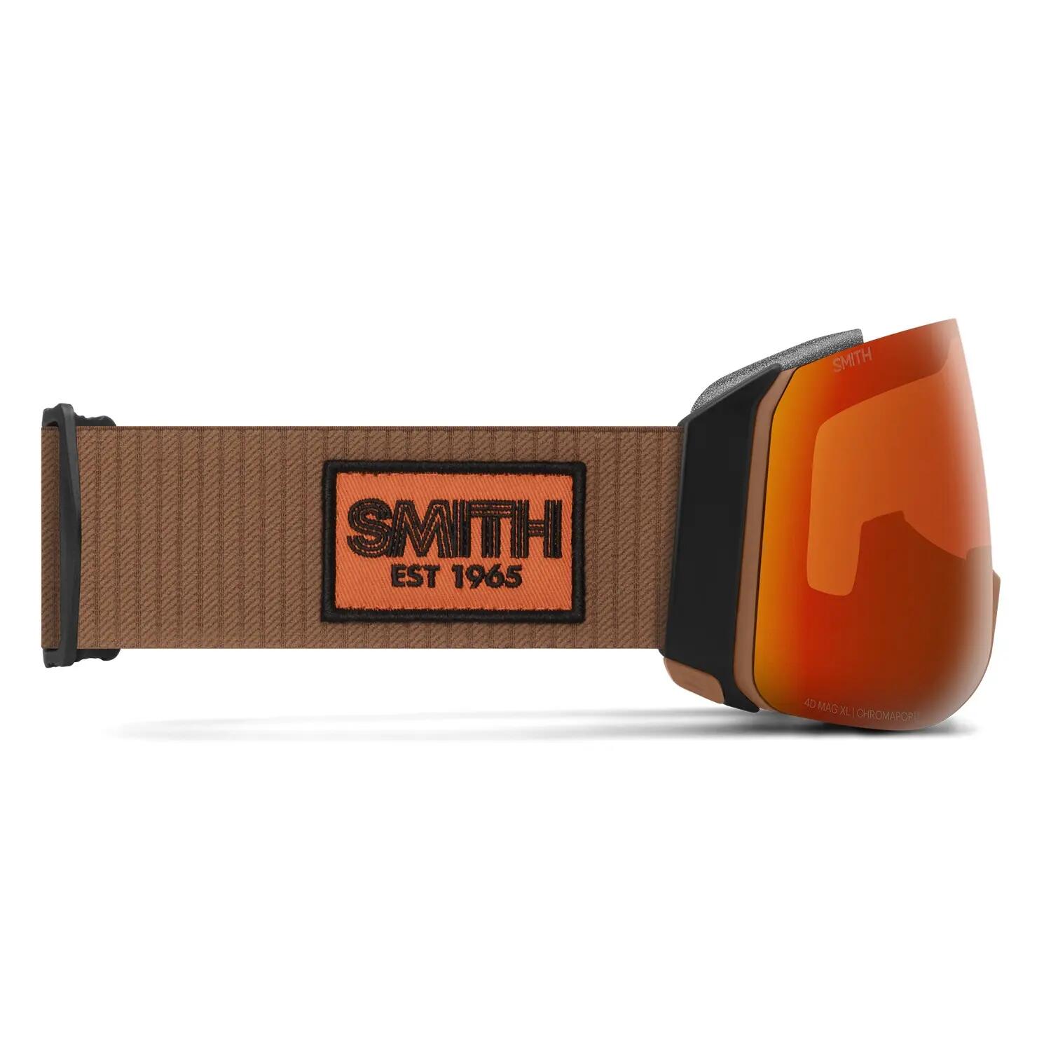 Masque de ski Smith 4D Mag XL Black Warm Steel ChromaPop Everyday Red Mirror 4/4