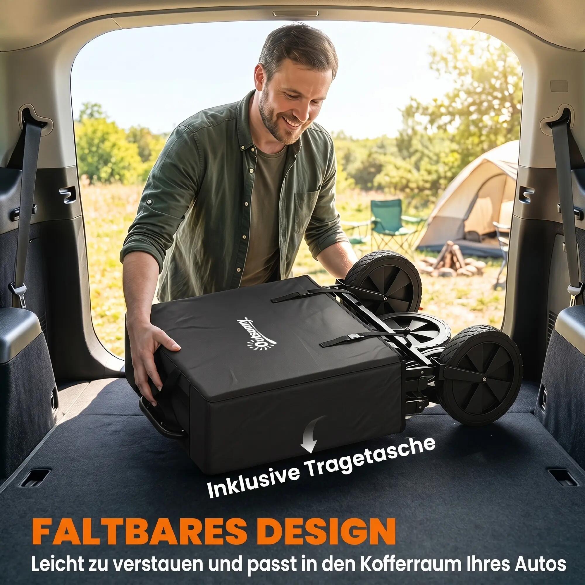 Chariot pliable avec toit 110L cadre acier noir 97x52x105 cm 6/6