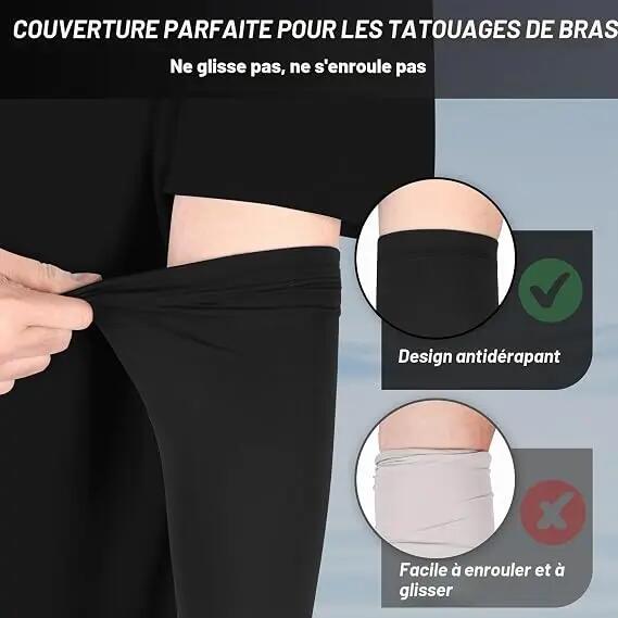 Manchons de protection solaire UV pour homme et femme, UPF 50 + manchons de 2/3