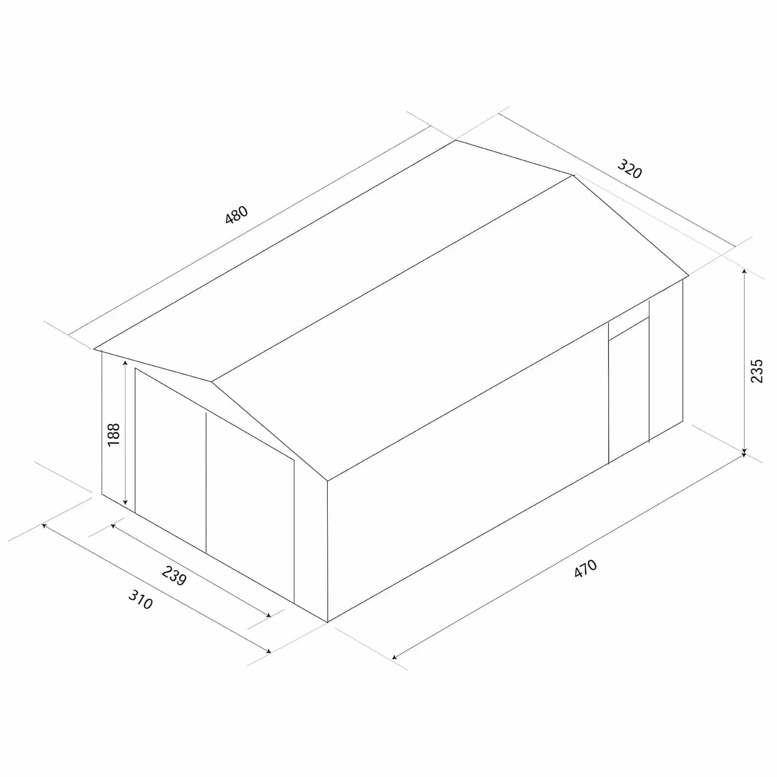 Garaje Metálico Gardiun Durham 15, 36 m² Exterior 480x320x235 cm Gris 4/5