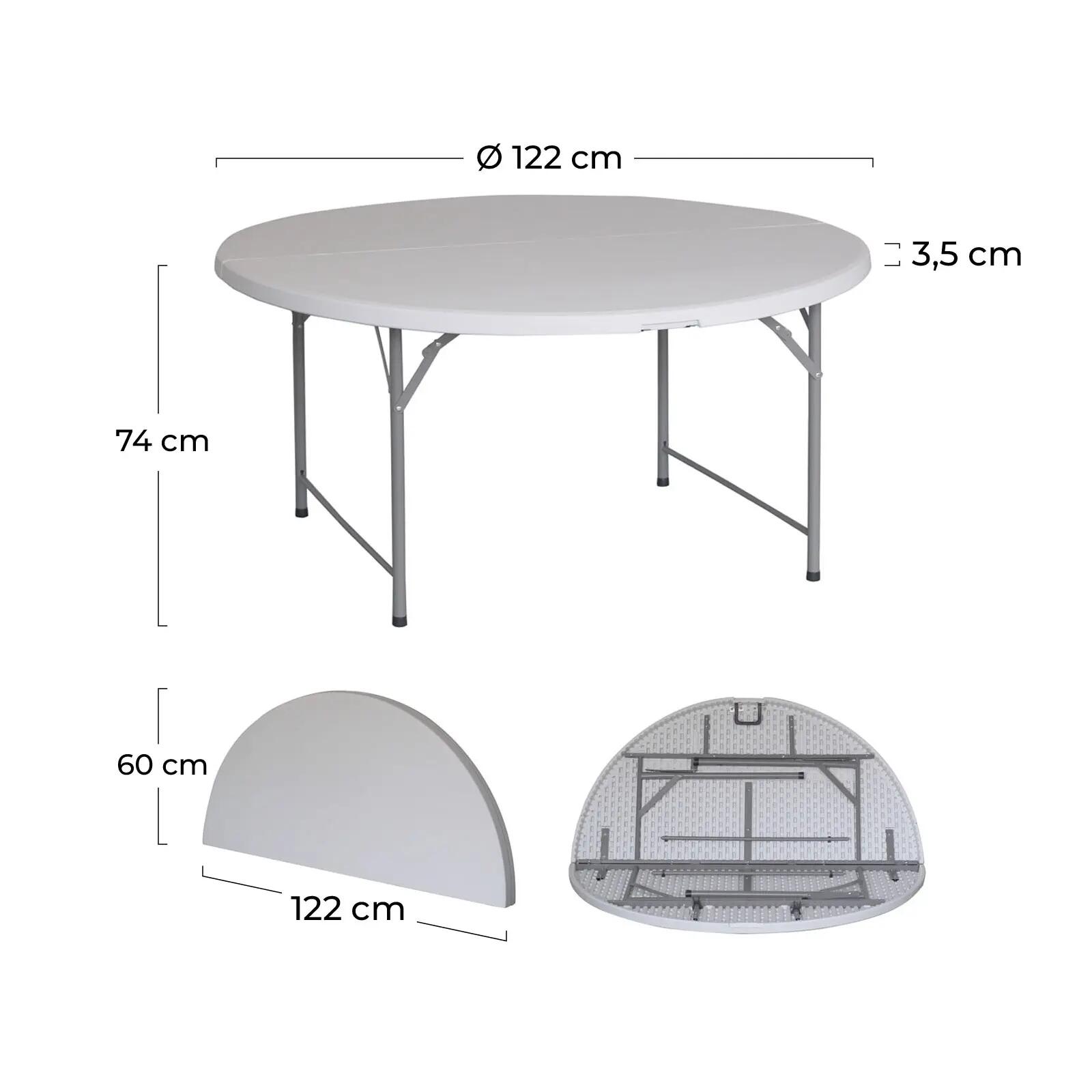 Mesa Redonda Plegable y Portátil Gardiun New Koln Ø122x74 cm de Resina en Color 4/5