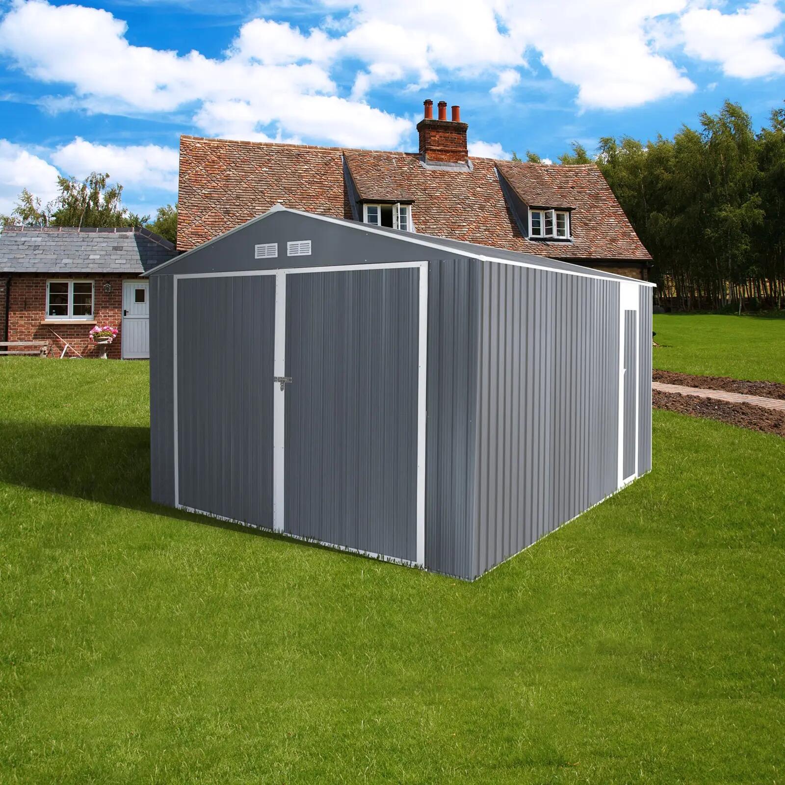 Garaje Metálico Gardiun Durham 15, 36 m² Exterior 480x320x235 cm Gris 2/5