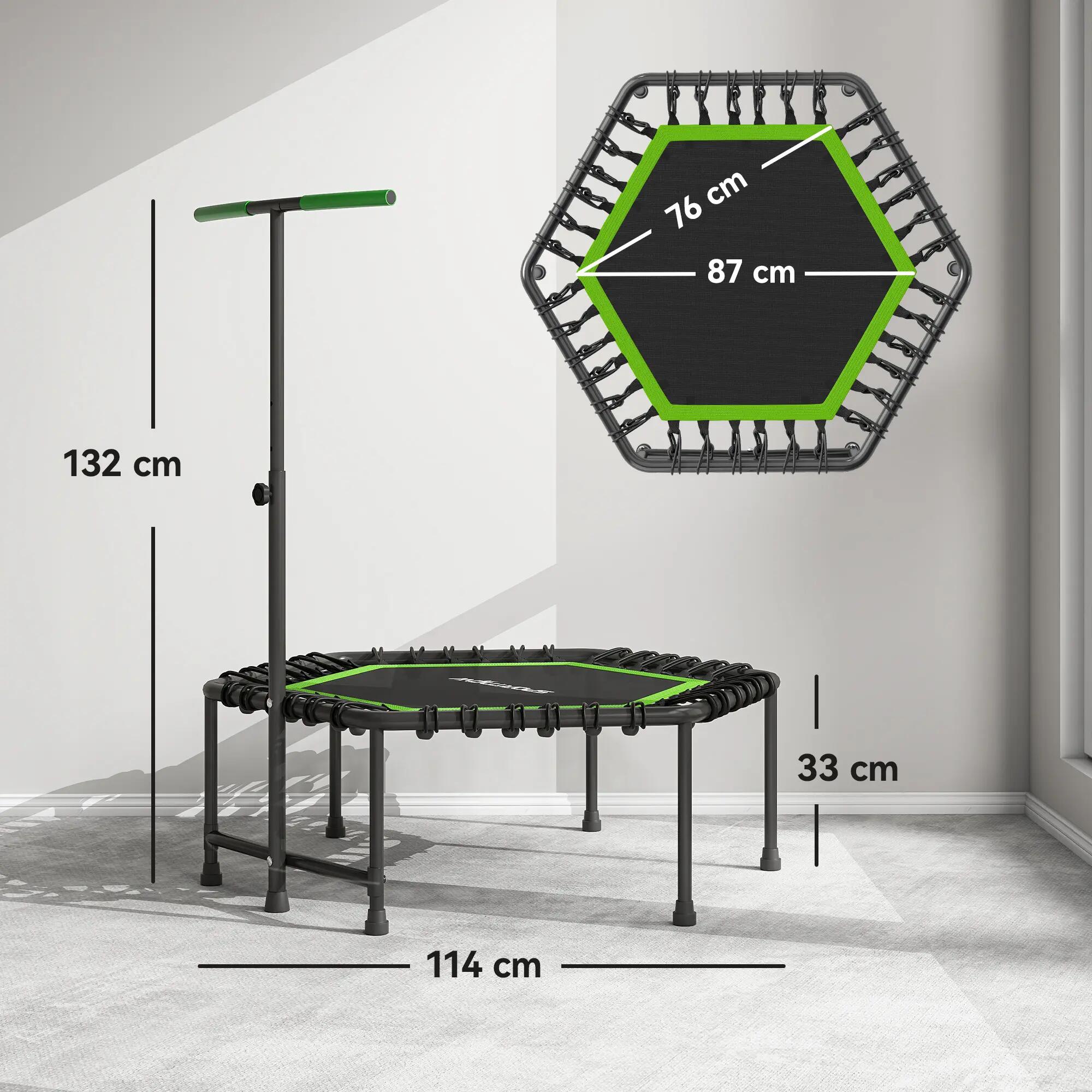 Trampoline 114x114x132 cm poignée ajustable 3 niveaux acier vert noir 5/6