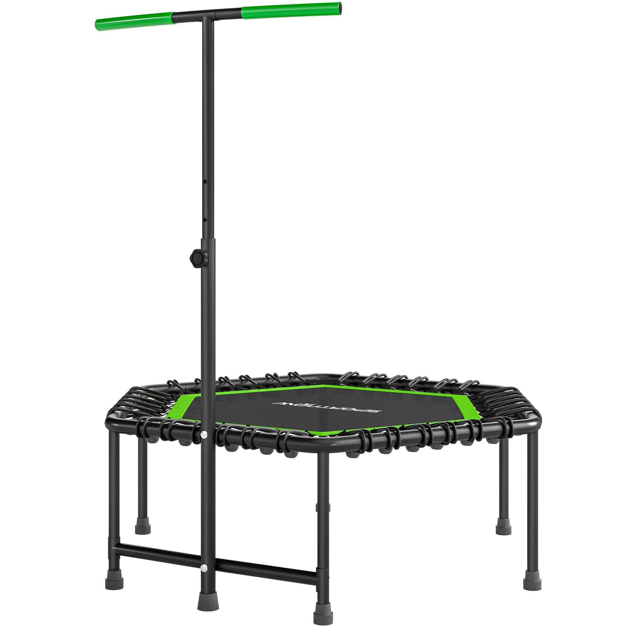 Trampoline 114x114x132 cm poignée ajustable 3 niveaux acier vert noir 2/6