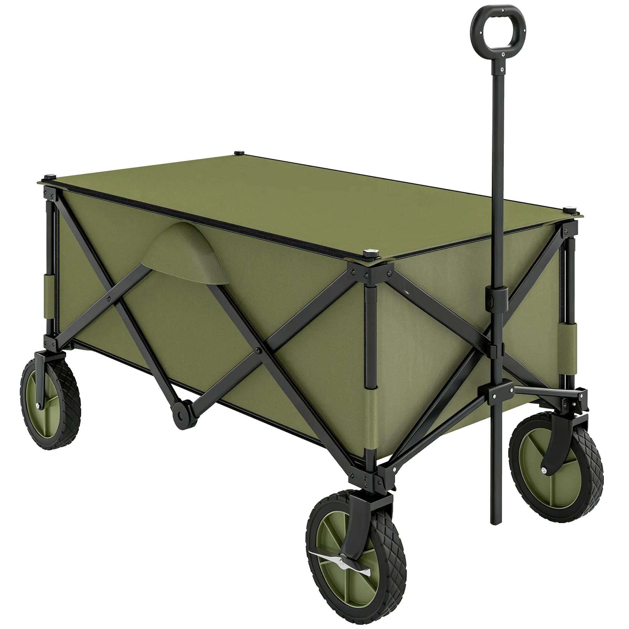 Chariot jardin pliable 4 roues bâche amovible poignée télescopique 5 sacs 2/6