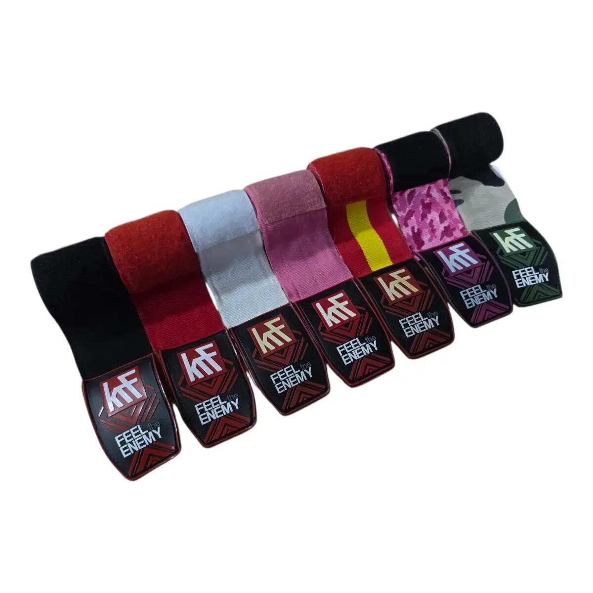 Vendas de boxeo - Nylon semielástico - 2,5 m, par - Camuflaje rosa 3/4