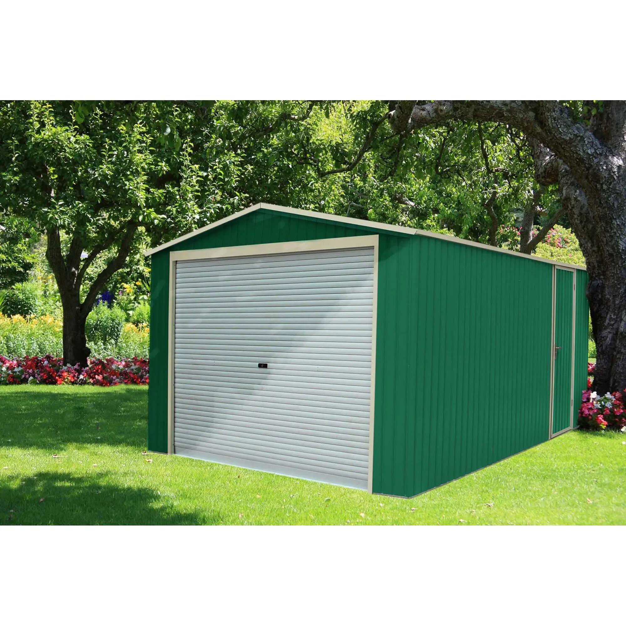 Garaje Metálico Gardiun Essex 19,5 m² Exterior 576x338x243 cm Verde 2/5