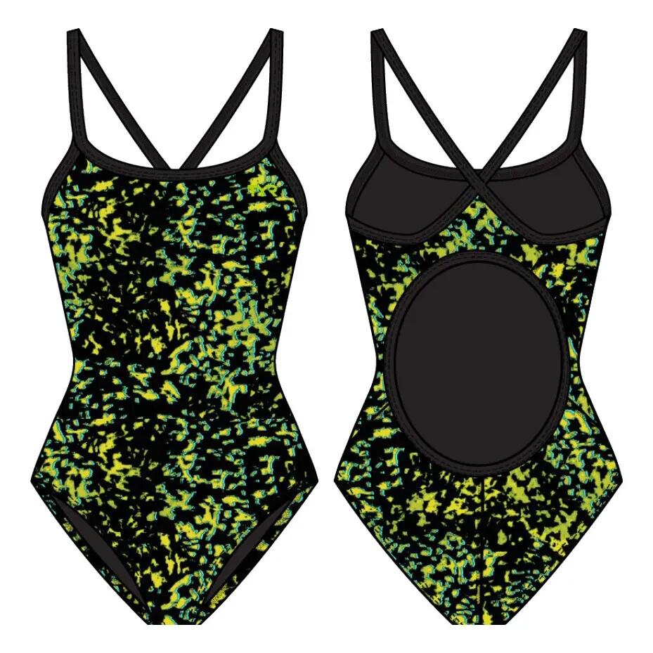 Costum înot întreg femei TYR Diamondfit Ruis - Limelight | rezistent clor