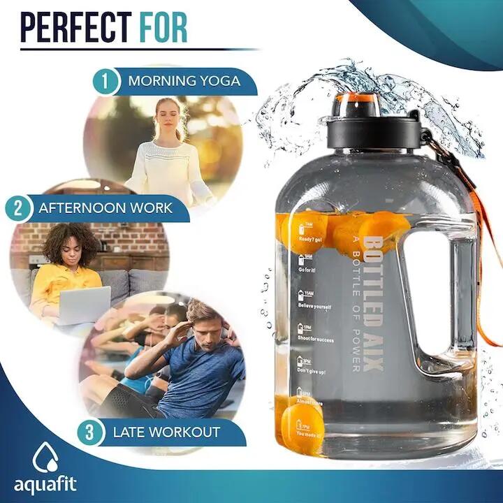 Gourde graduée, , plastique, 2,2 L, portable, 14 x 28 cm, transparente 5/5