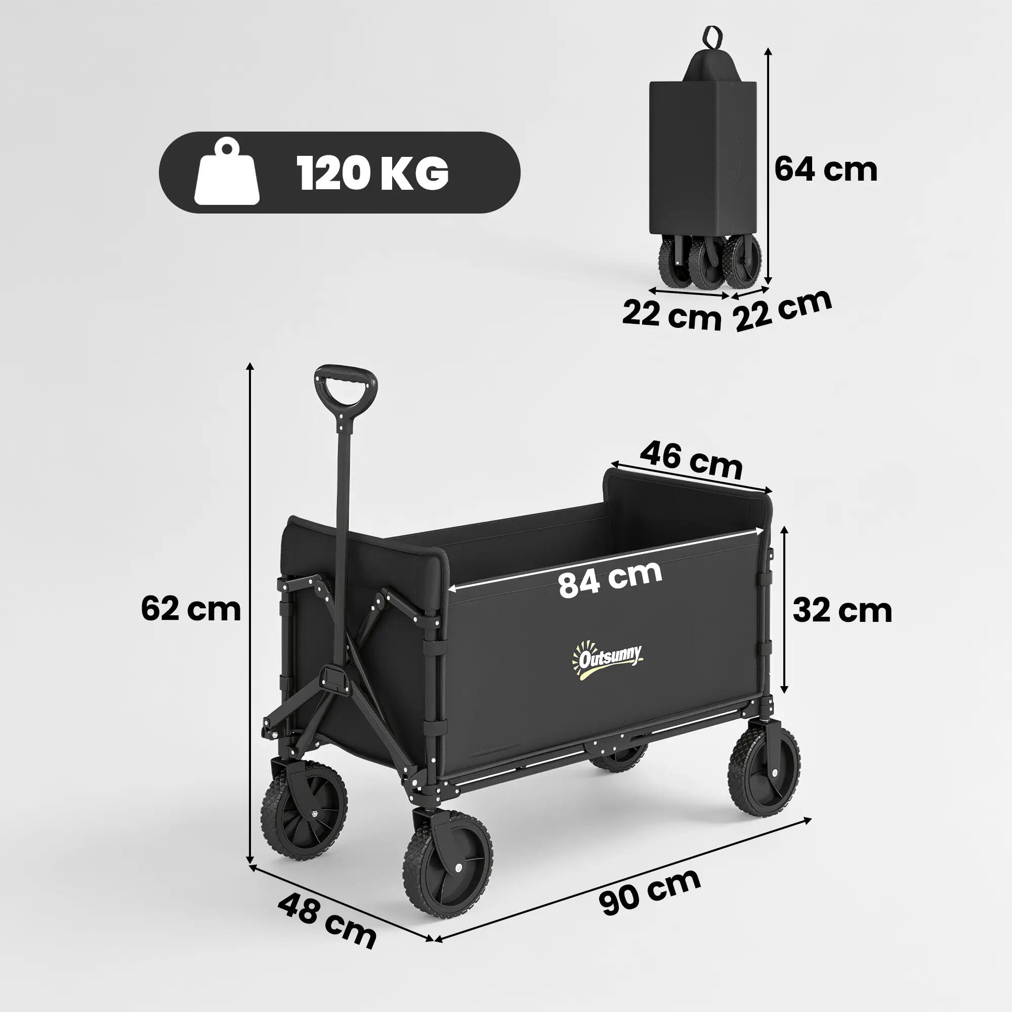 Chariot jardin 180L pliable panneau ouvrant acier polyester noir 5/6