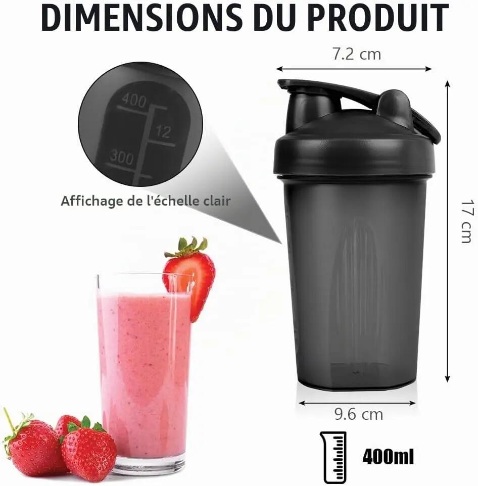 Shakers à protéines avec boule de mélange en acier inoxydable de 400 ml 2/6