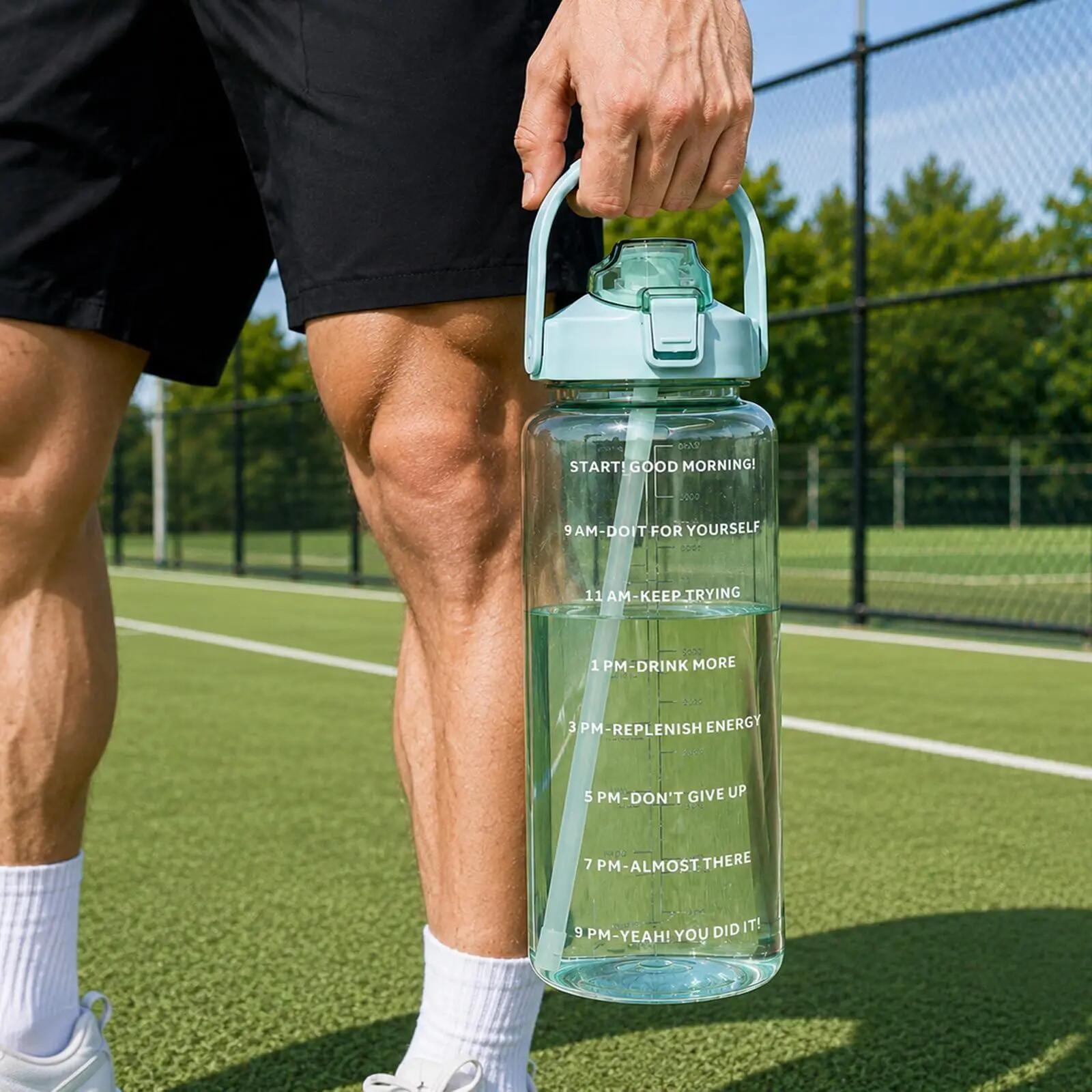 Gourde motivante - Verte - Gourde - 2 L - Gourde avec paille - Gourde de sport - 7/7
