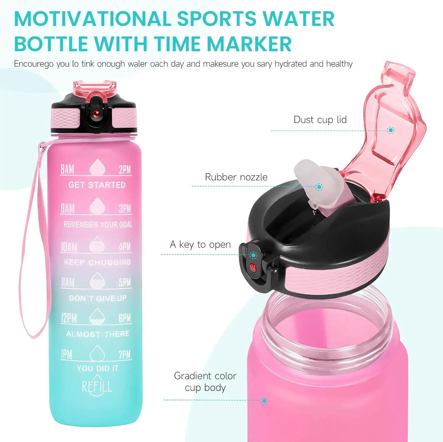 Gourde de 1000 ml (33 oz) avec paille, idéale pour le suivi quotidien de votre c 3/6