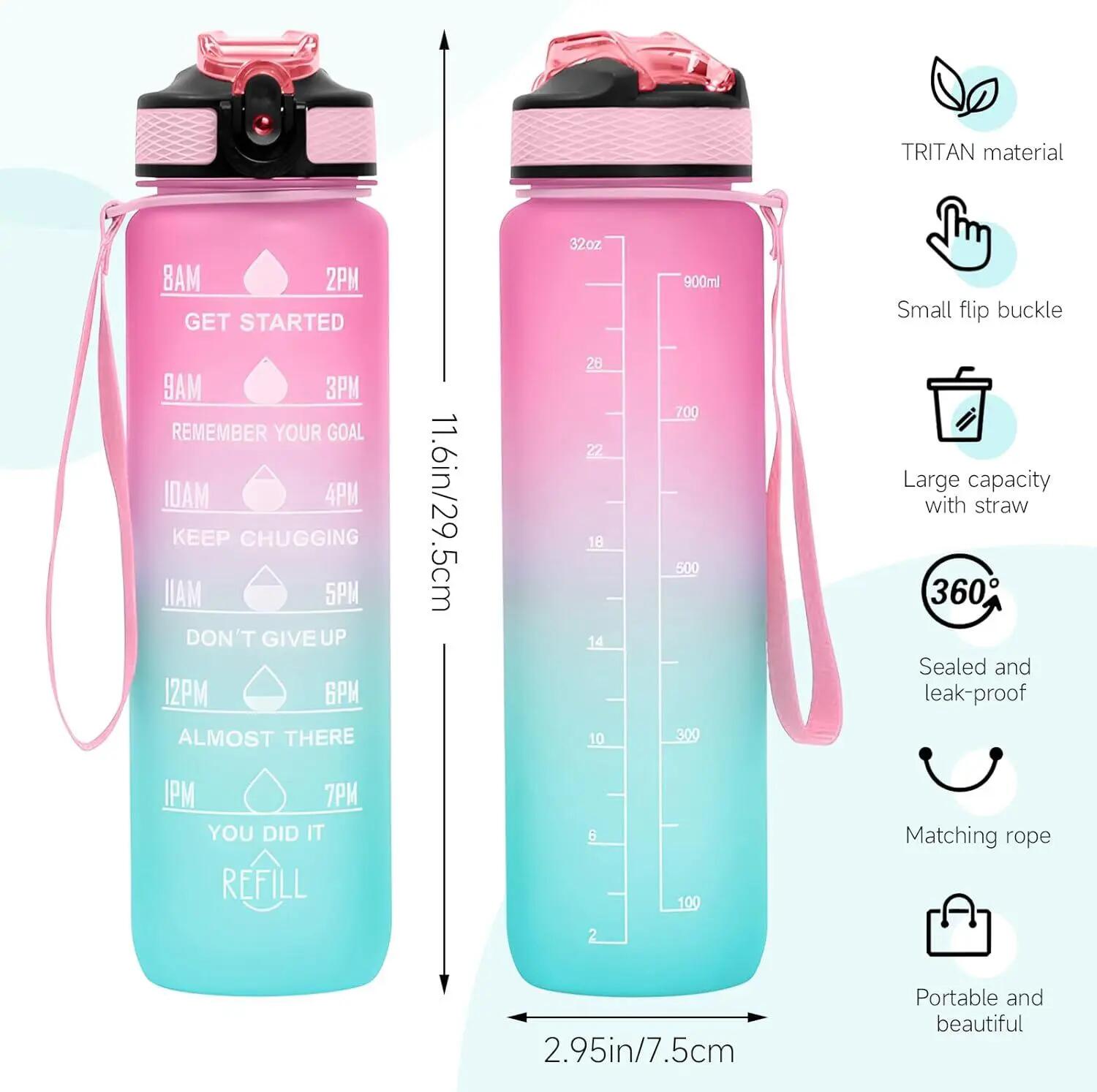 Gourde de 1000 ml (33 oz) avec paille, idéale pour le suivi quotidien de votre c 2/6