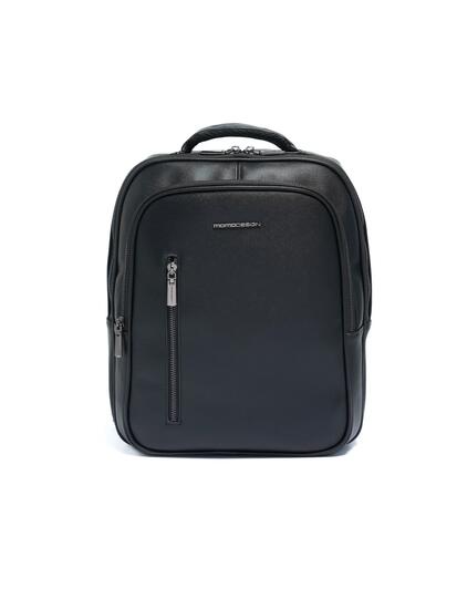 Schwarzer Rucksack Momo Design Polyurethan mit Reißverschluss 37x28.5 cm